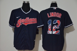 Cleveland Indians #12 Lindor-002 Stitched Football Jerseys